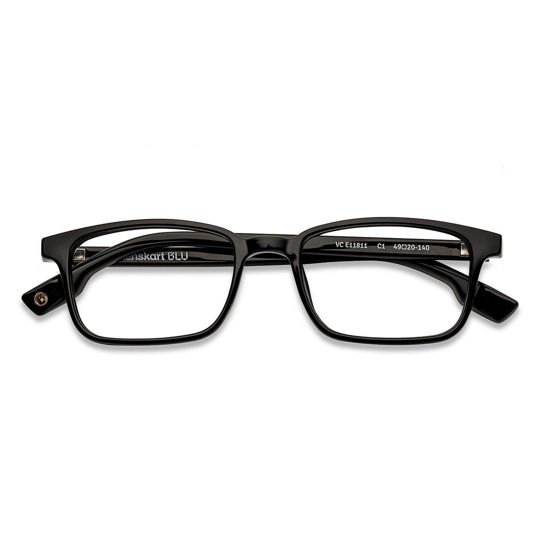 Lenskart BLU Screen Glasses Blue Block Zero Power Screen Glasses: Black Full Rim Rectangle Lenskart Blu VC E11811-C1 right side