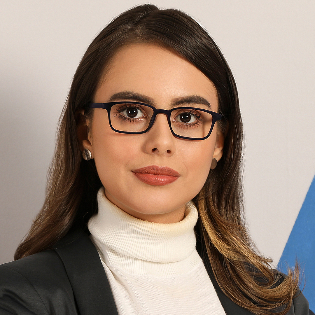 Lenskart BLU Screen Glasses Blue Block Zero Power Screen Glasses: Blue Transparent Full Rim Rectangle Lenskart Blu VC E11811-C4 left side