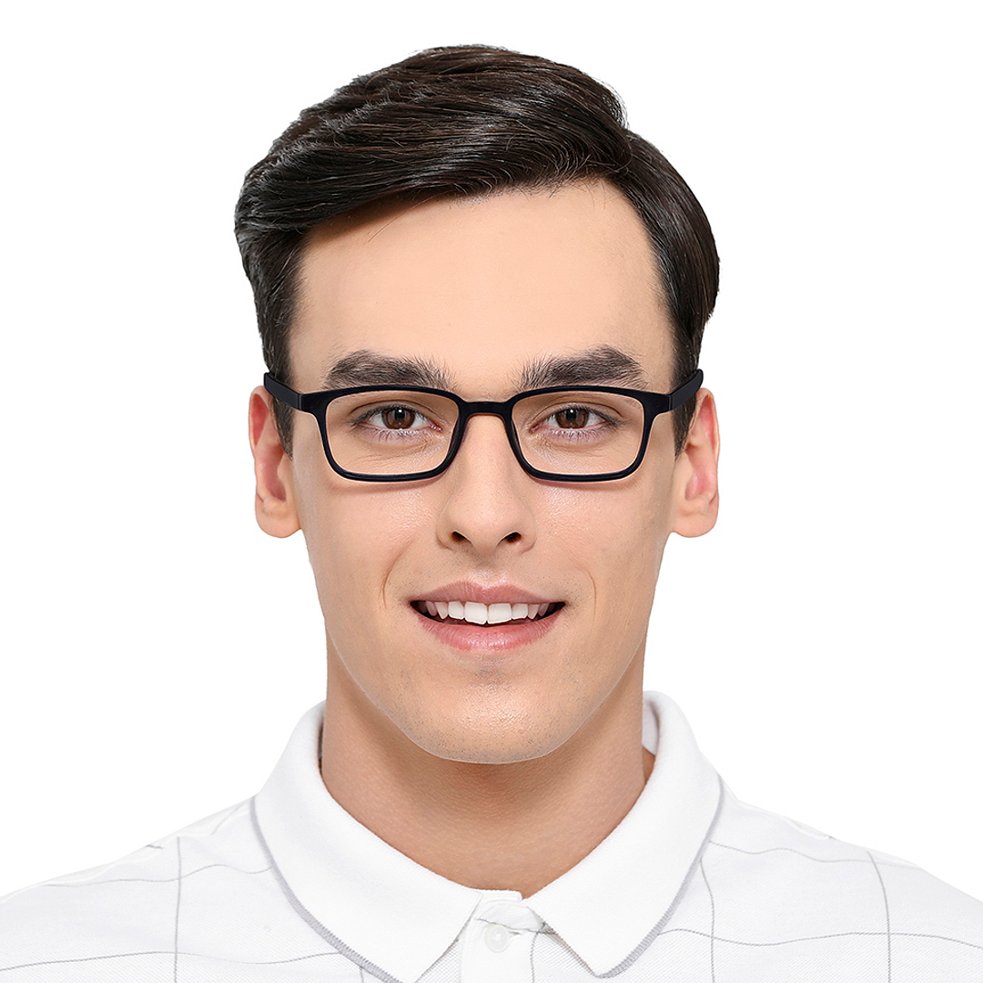 Lenskart BLU Screen Glasses Blue Block Zero Power Screen Glasses: Blue Transparent Full Rim Rectangle Lenskart Blu VC E11811-C4 left side