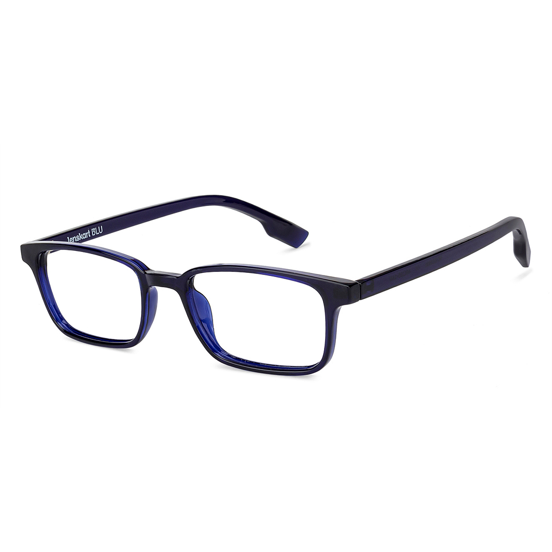 Lenskart BLU Screen Glasses Blue Block Zero Power Screen Glasses: Blue Transparent Full Rim Rectangle Lenskart Blu VC E11811-C4 left side