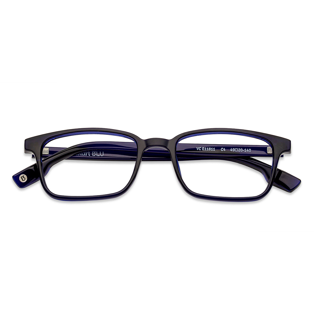 Lenskart BLU Screen Glasses Blue Block Zero Power Screen Glasses: Blue Transparent Full Rim Rectangle Lenskart Blu VC E11811-C4 left side