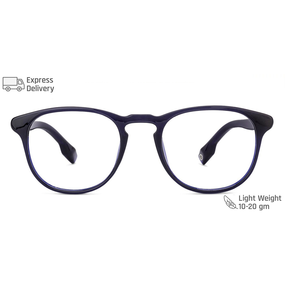 Lenskart BLU Screen Glasses Blue Block Zero Power Screen Glasses: Blue Transparent Blue Full Rim Round Lenskart Blu Blu Glasses Vc E11812-C3 left side
