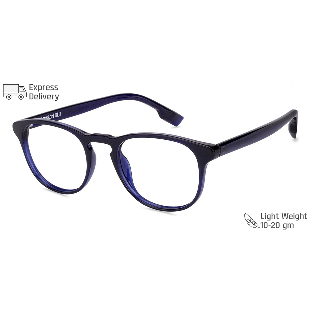 Lenskart BLU Screen Glasses Blue Block Zero Power Screen Glasses: Blue Transparent Blue Full Rim Round Lenskart Blu Blu Glasses Vc E11812-C3 right side