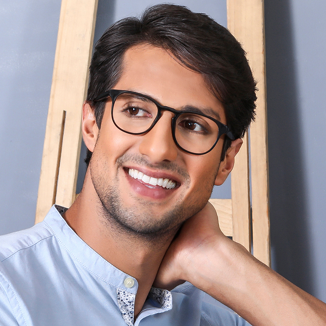 Lenskart BLU Screen Glasses Blue Block Zero Power Screen Glasses: Brown Full Rim Round Lenskart Blu Blu Glasses Vc E11812-C4 left side