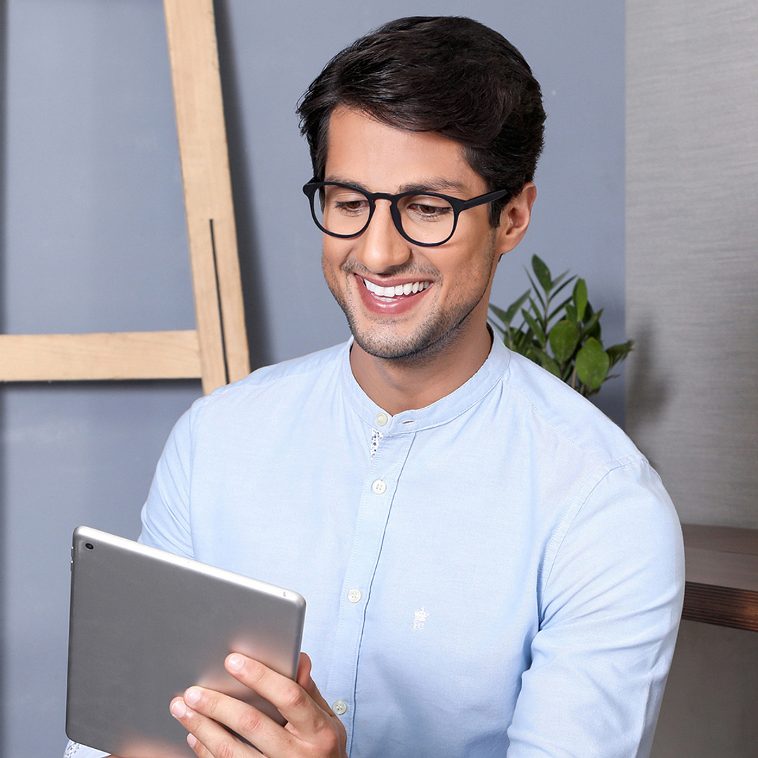 Lenskart BLU Screen Glasses Blue Block Zero Power Screen Glasses: Brown Full Rim Round Lenskart Blu Blu Glasses Vc E11812-C4 left side