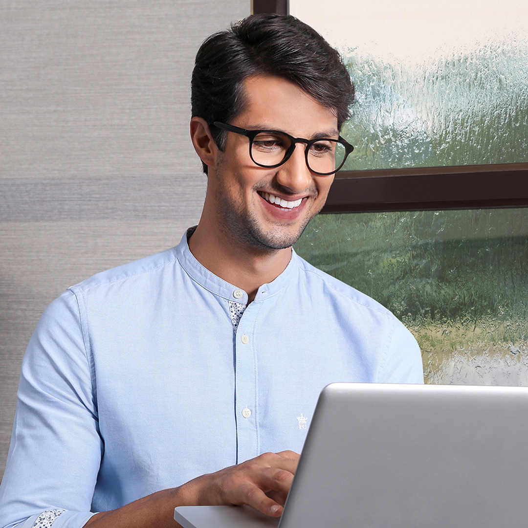 Lenskart BLU Screen Glasses Blue Block Zero Power Screen Glasses: Brown Full Rim Round Lenskart Blu Blu Glasses Vc E11812-C4 right side