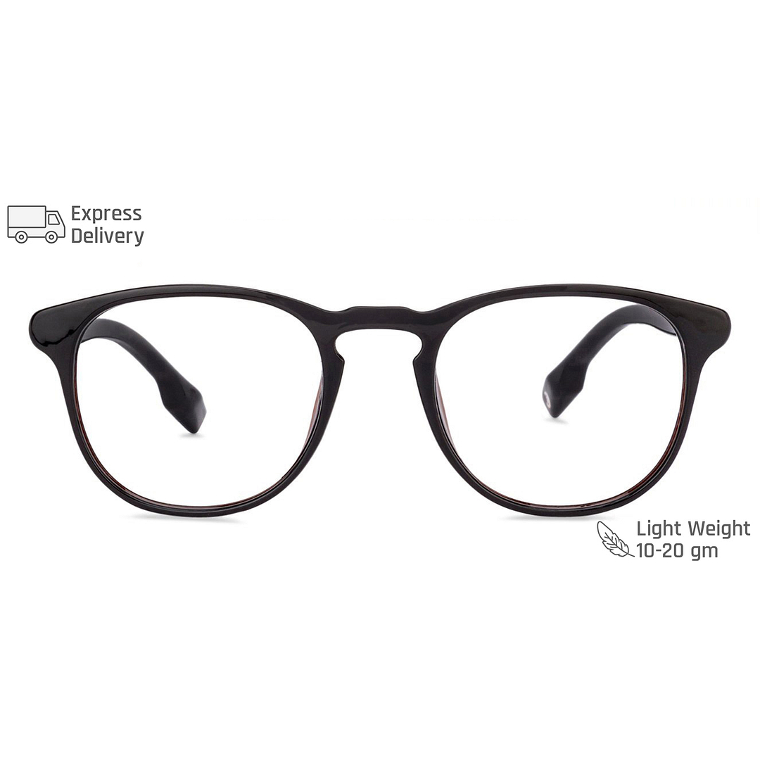 Lenskart BLU Screen Glasses Blue Block Zero Power Screen Glasses: Brown Full Rim Round Lenskart Blu Blu Glasses Vc E11812-C4 left side