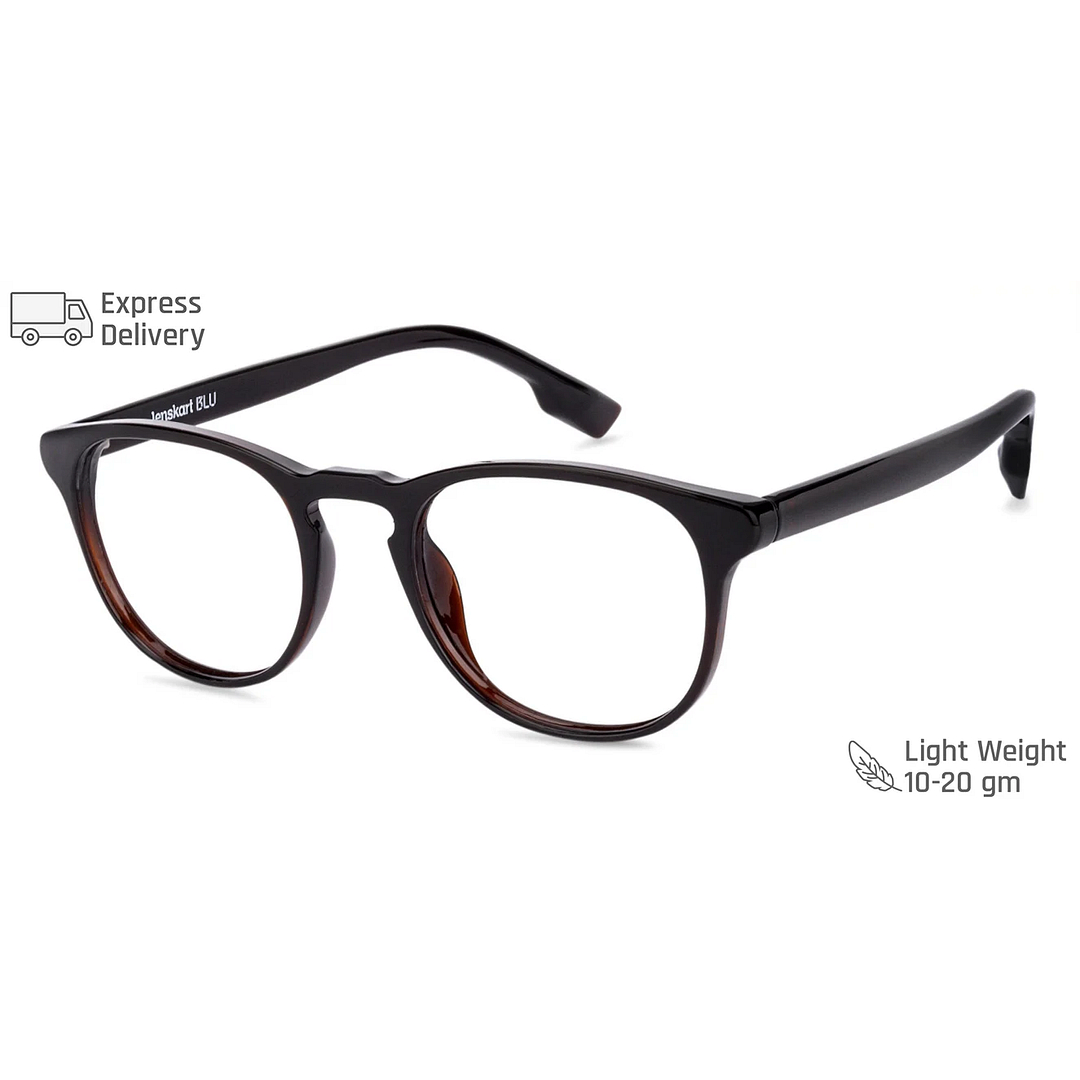Lenskart BLU Screen Glasses Blue Block Zero Power Screen Glasses: Brown Full Rim Round Lenskart Blu Blu Glasses Vc E11812-C4 right side