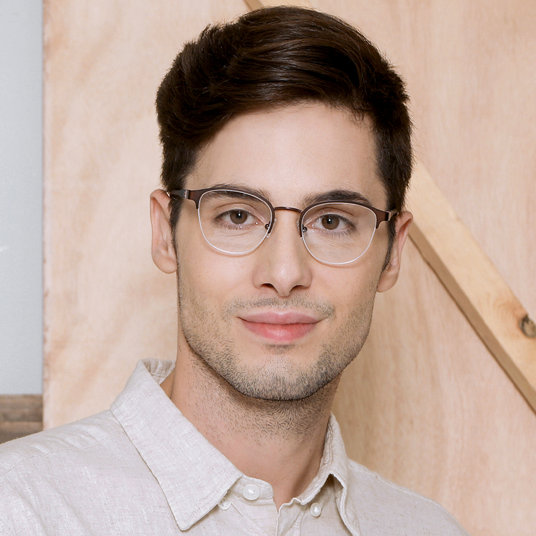 Lenskart Air Online Light Brown Half Rim Square left side