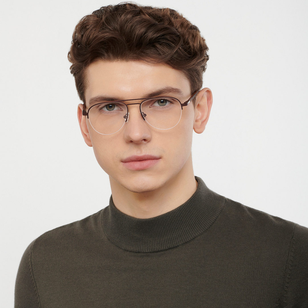 Vincent Chase Online Light Brown Half Rim Aviator left side