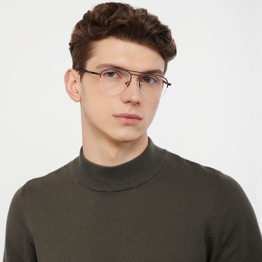 Vincent Chase Online Light Brown Half Rim Aviator right side