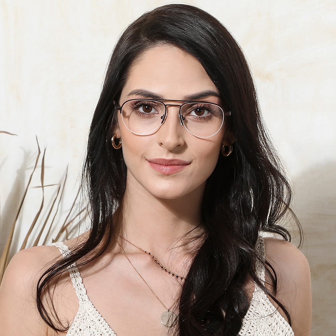 Vincent Chase Online Light Brown Half Rim Aviator left side