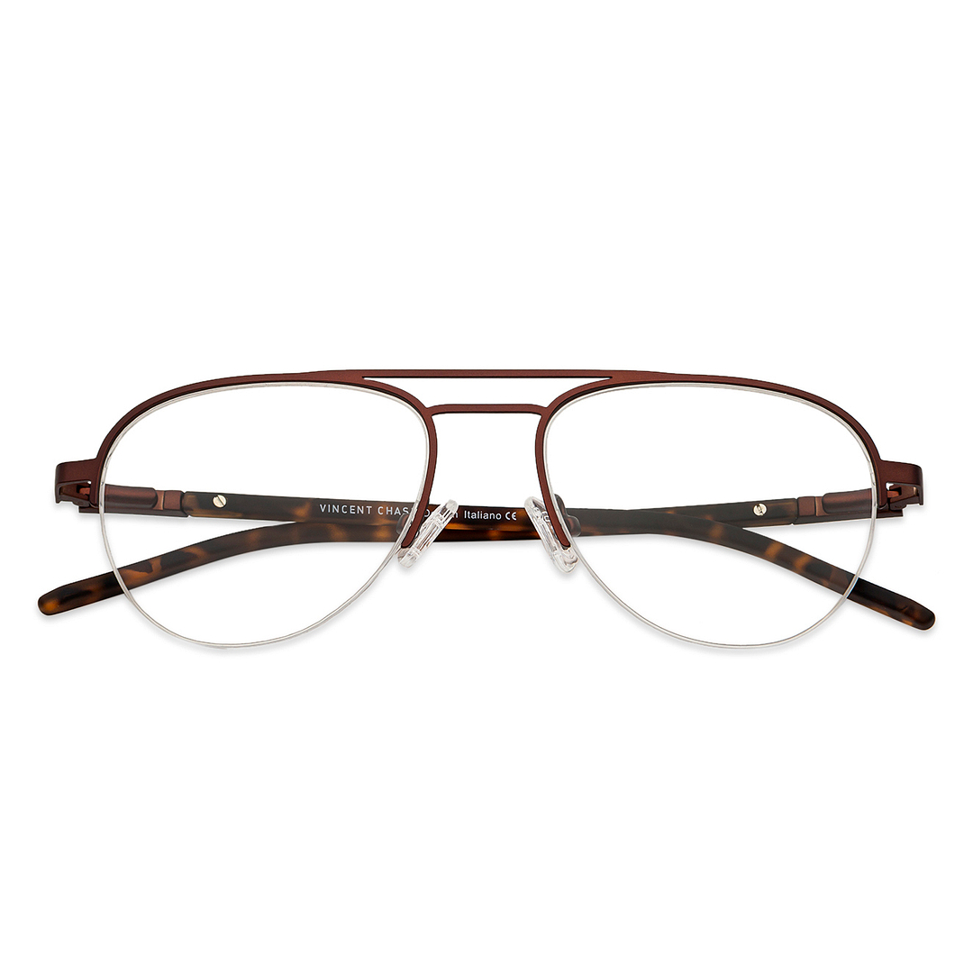 Vincent Chase Online Light Brown Half Rim Aviator left side