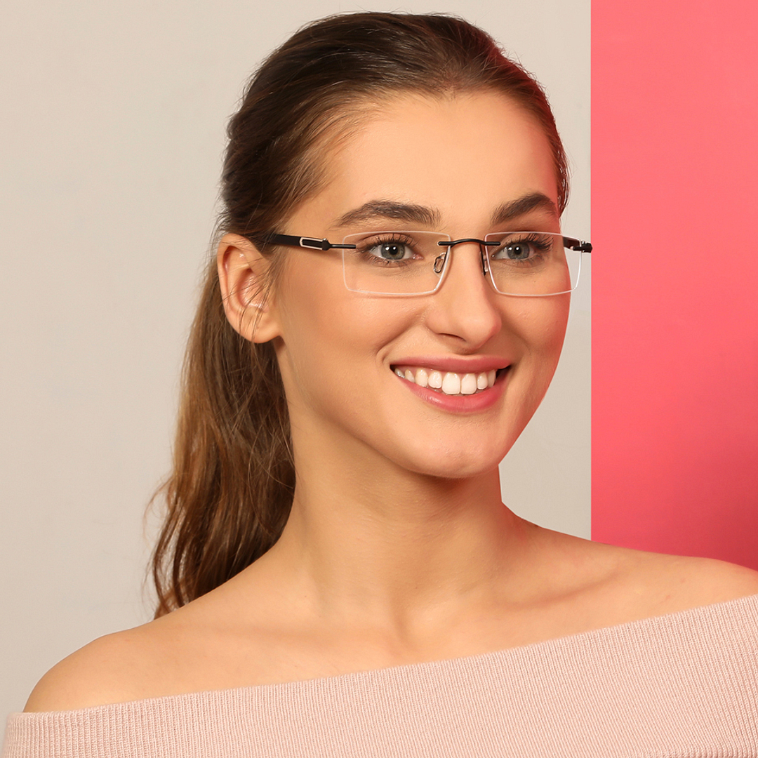 Lenskart Air Online Black Rimless Rectangle right side
