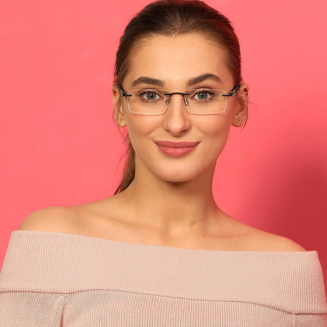 Lenskart Air Online Black Rimless Rectangle left side