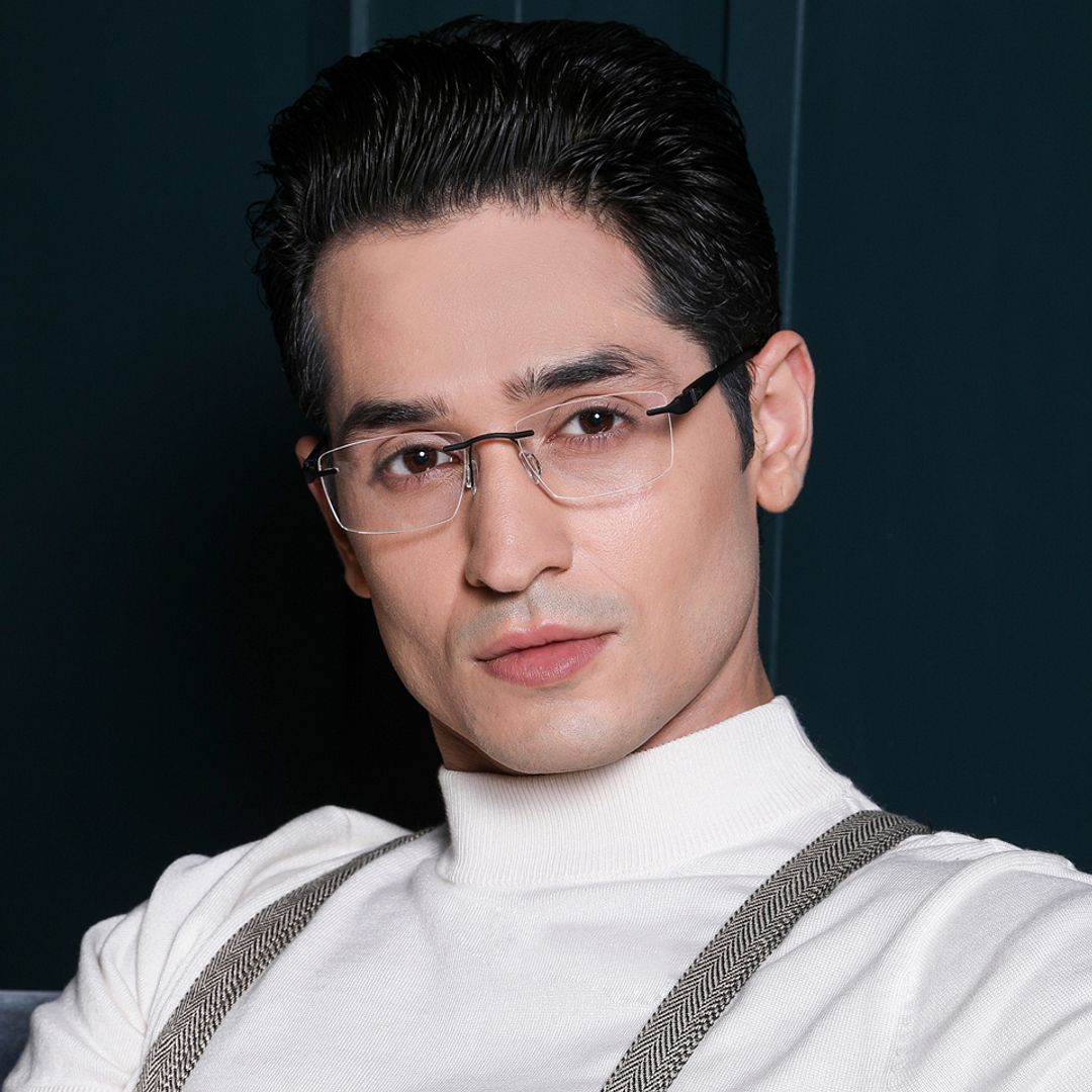 Lenskart Air Online Black Rimless Rectangle left side