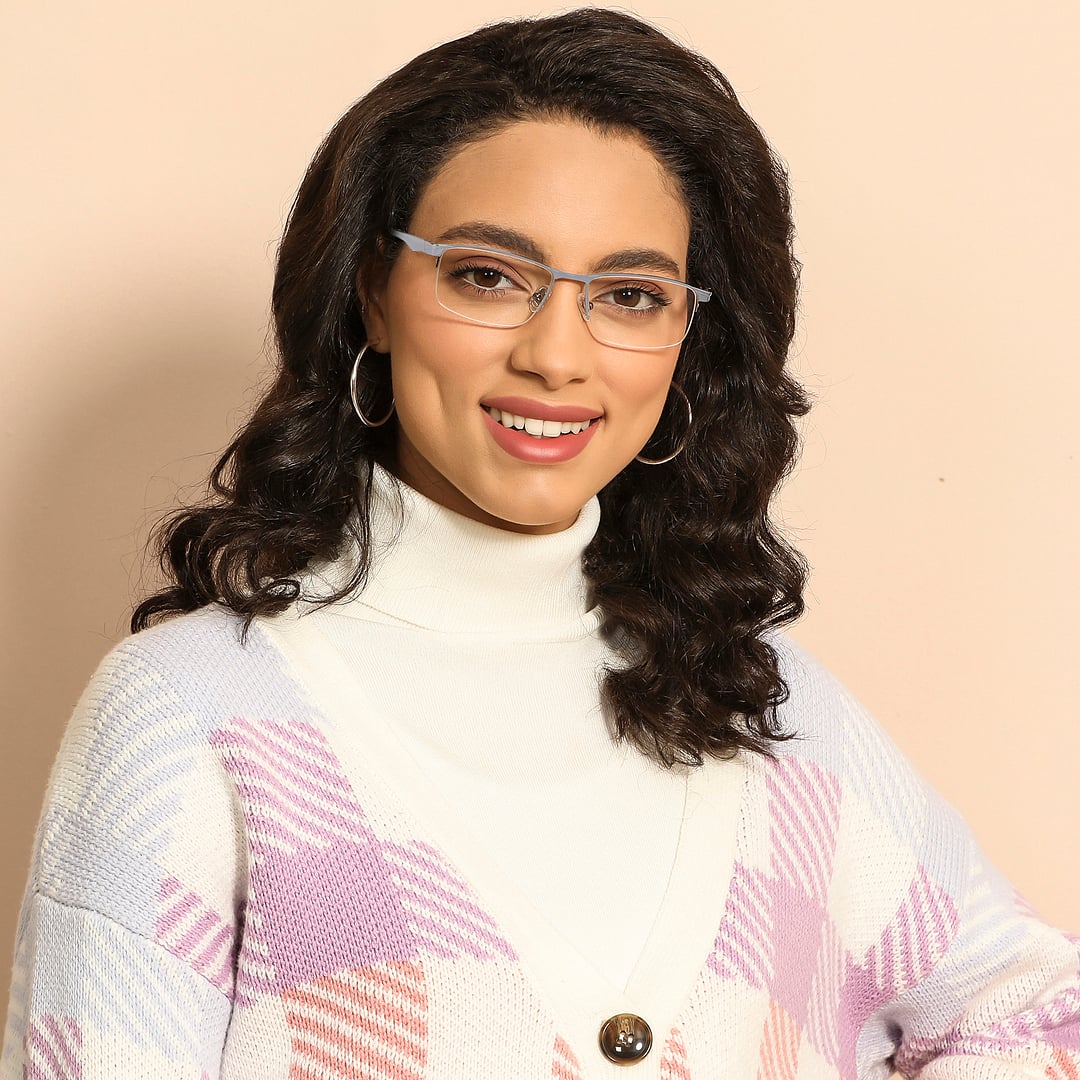 Vincent Chase Dark Gunmetal Half Rim Rectangle right side