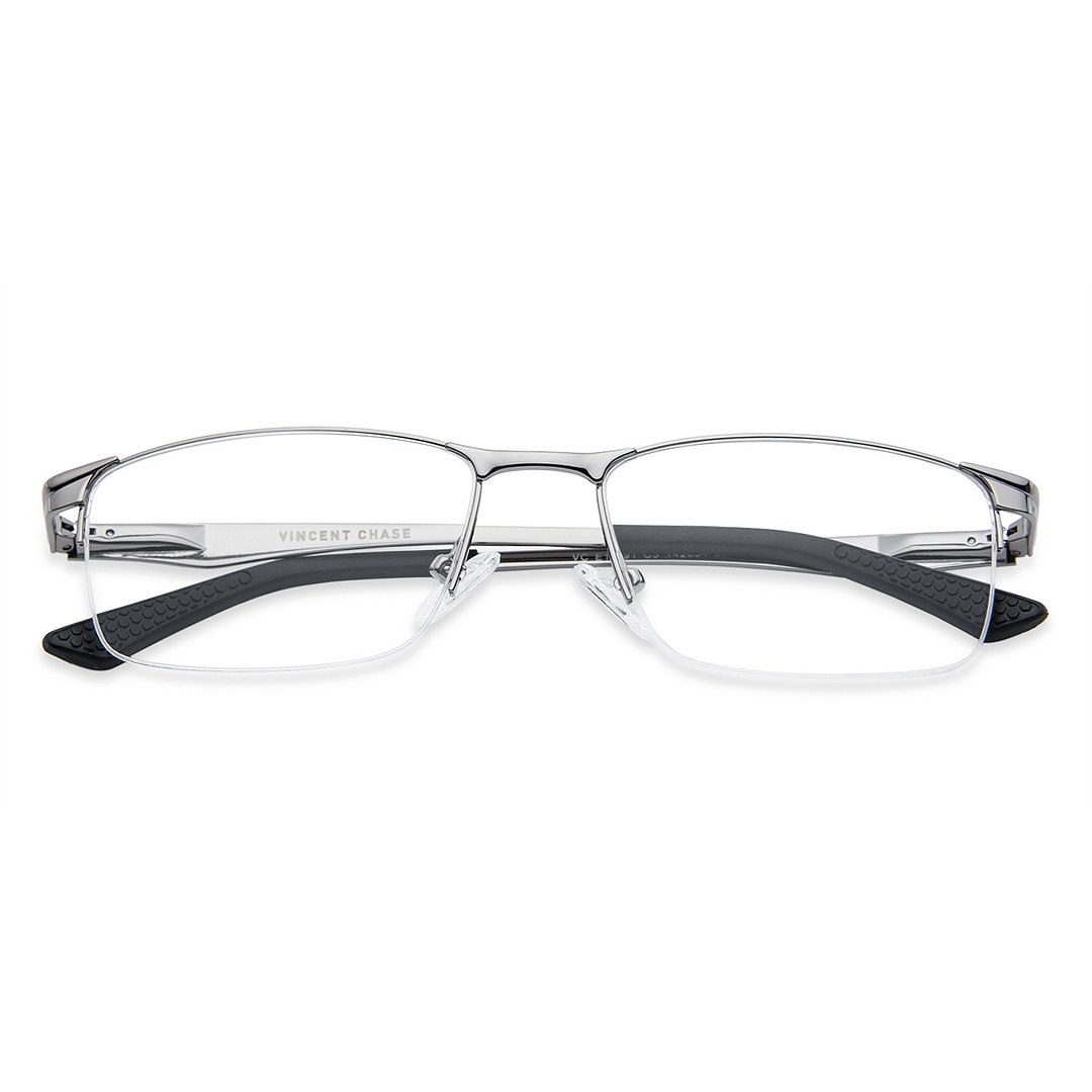 Vincent Chase Dark Gunmetal Half Rim Rectangle left side