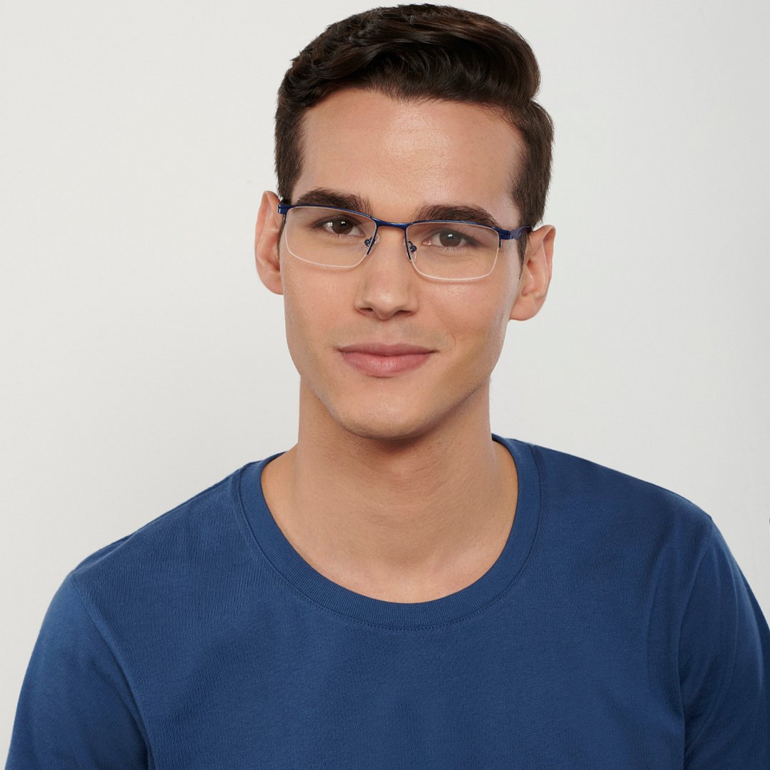 Vincent Chase Sky Blue Half Rim Rectangle left side