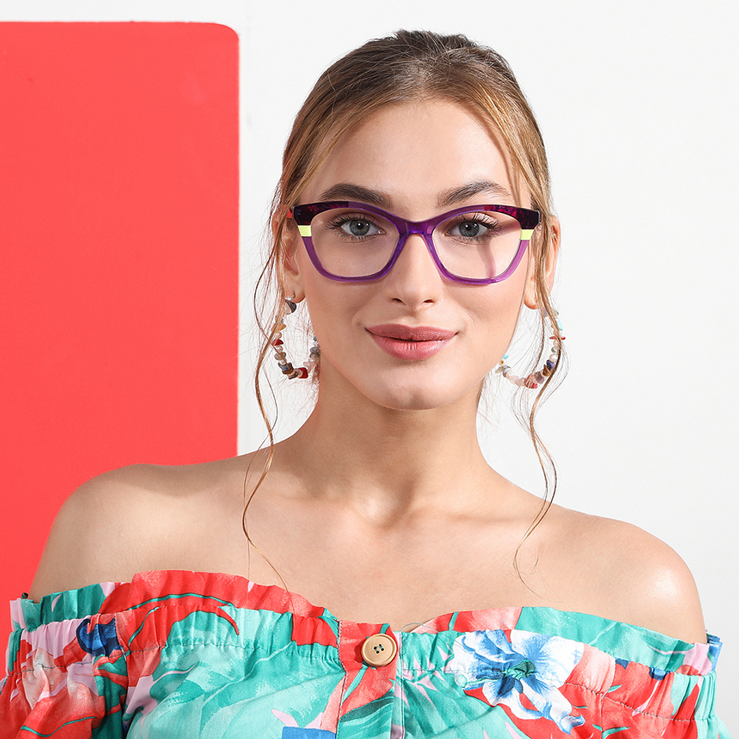 Vincent Chase Online Purple Transparent Full Rim Cat Eye left side