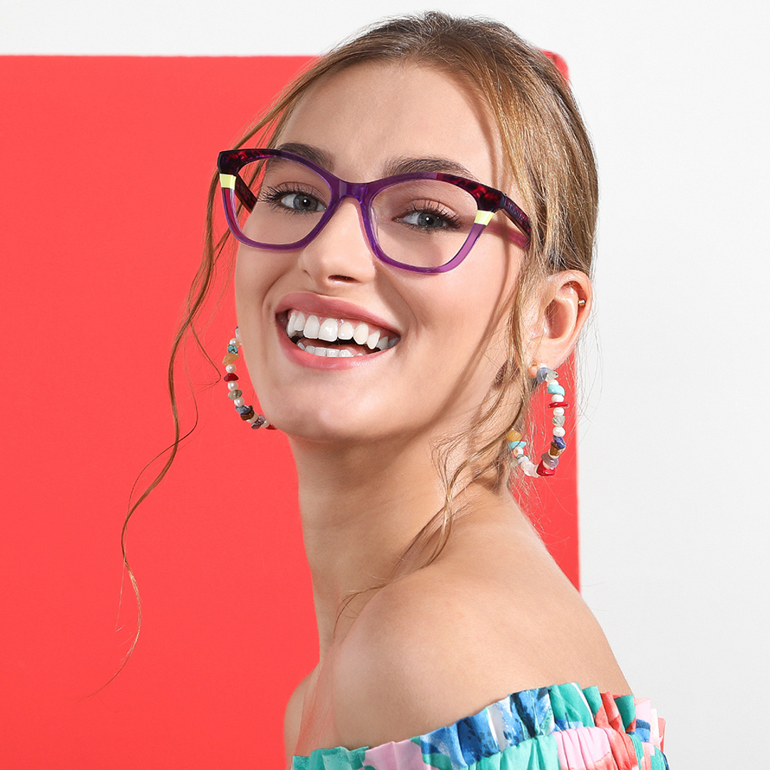 Vincent Chase Online Purple Transparent Full Rim Cat Eye left side