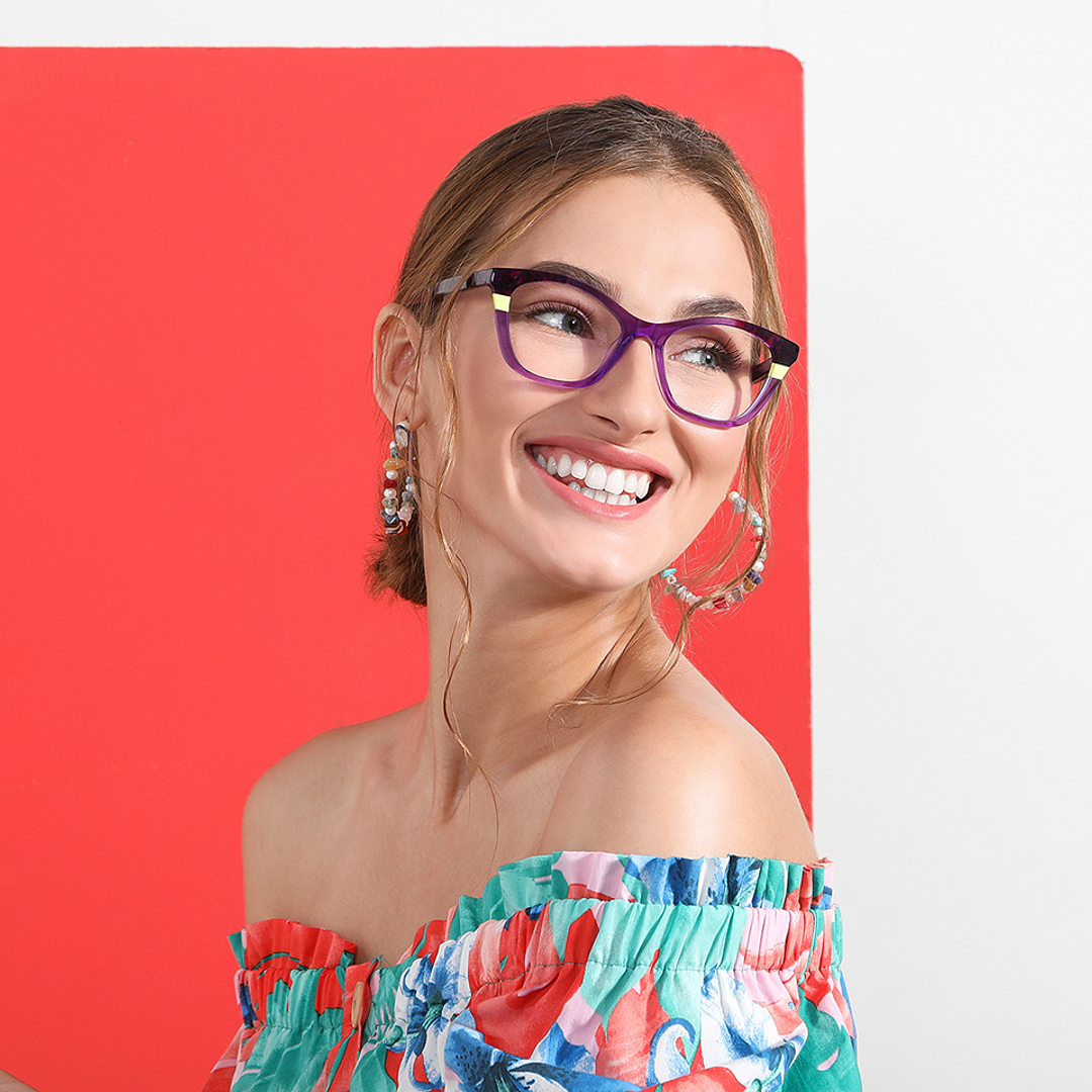 Vincent Chase Online Purple Transparent Full Rim Cat Eye right side