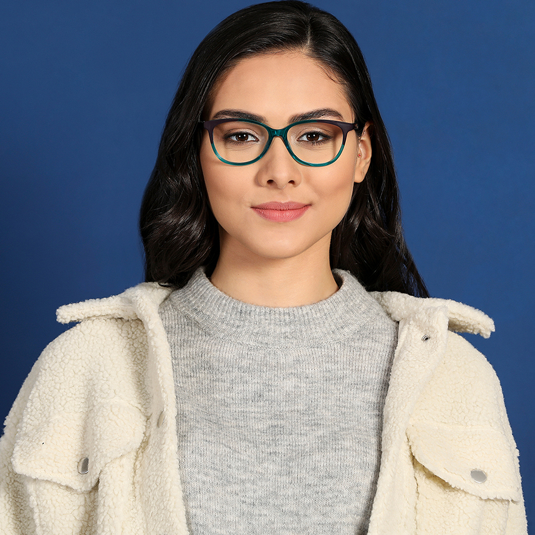 Lenskart Air Online Blue Transparent Full Rim Cat Eye left side