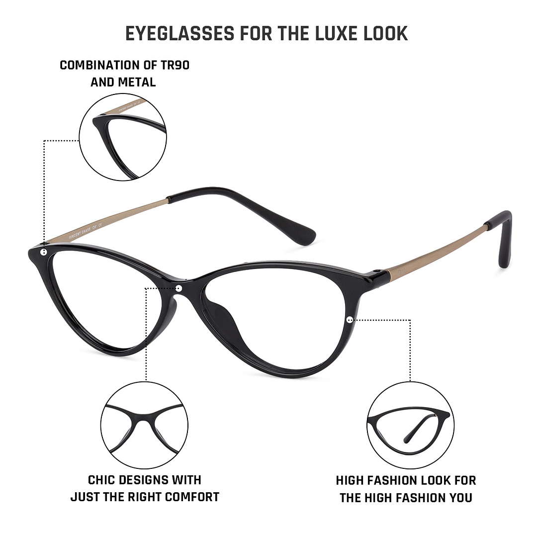 Lenskart Air Online Black Full Rim Cat Eye right side