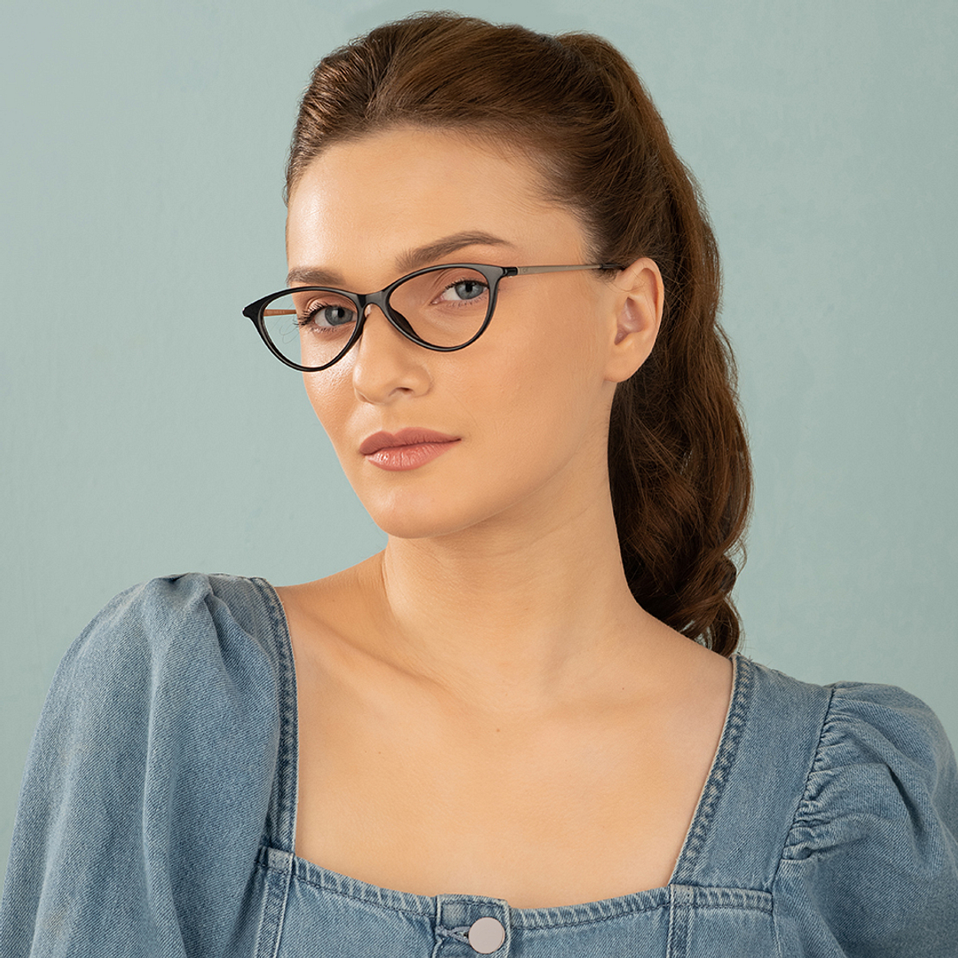Lenskart Air Online Black Full Rim Cat Eye left side