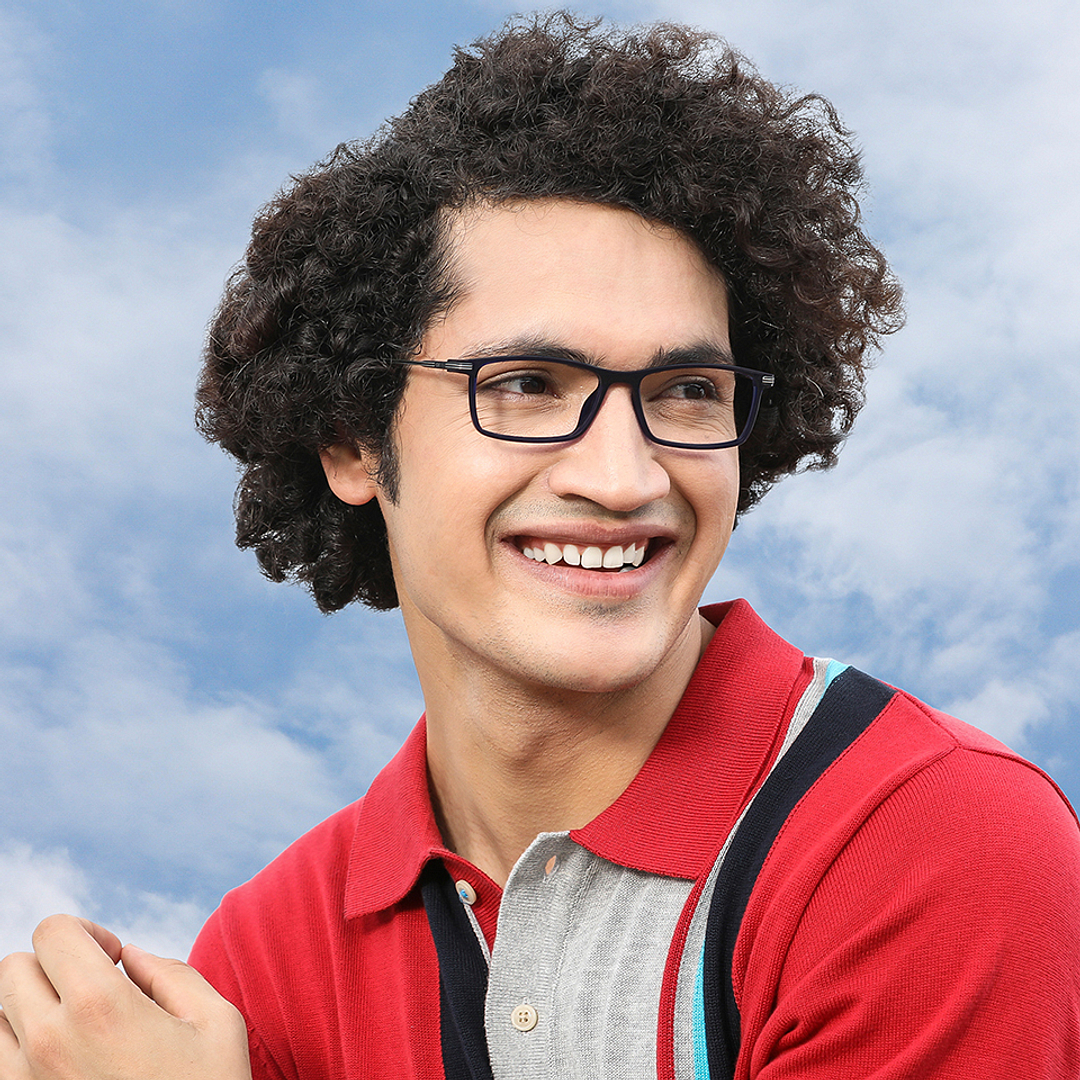 Lenskart Air Online Sky Blue Full Rim Rectangle left side