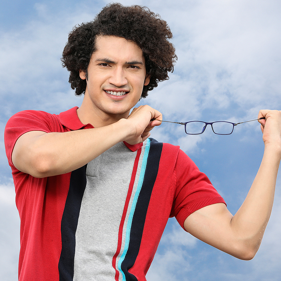 Lenskart Air Online Sky Blue Full Rim Rectangle left side