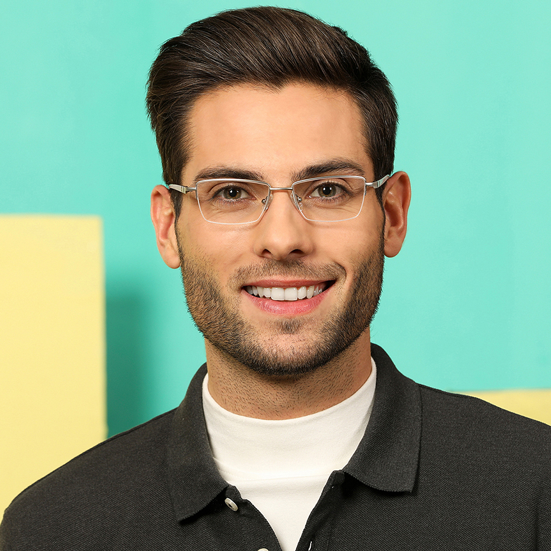 Lenskart Air Online Silver Half Rim Rectangle left side