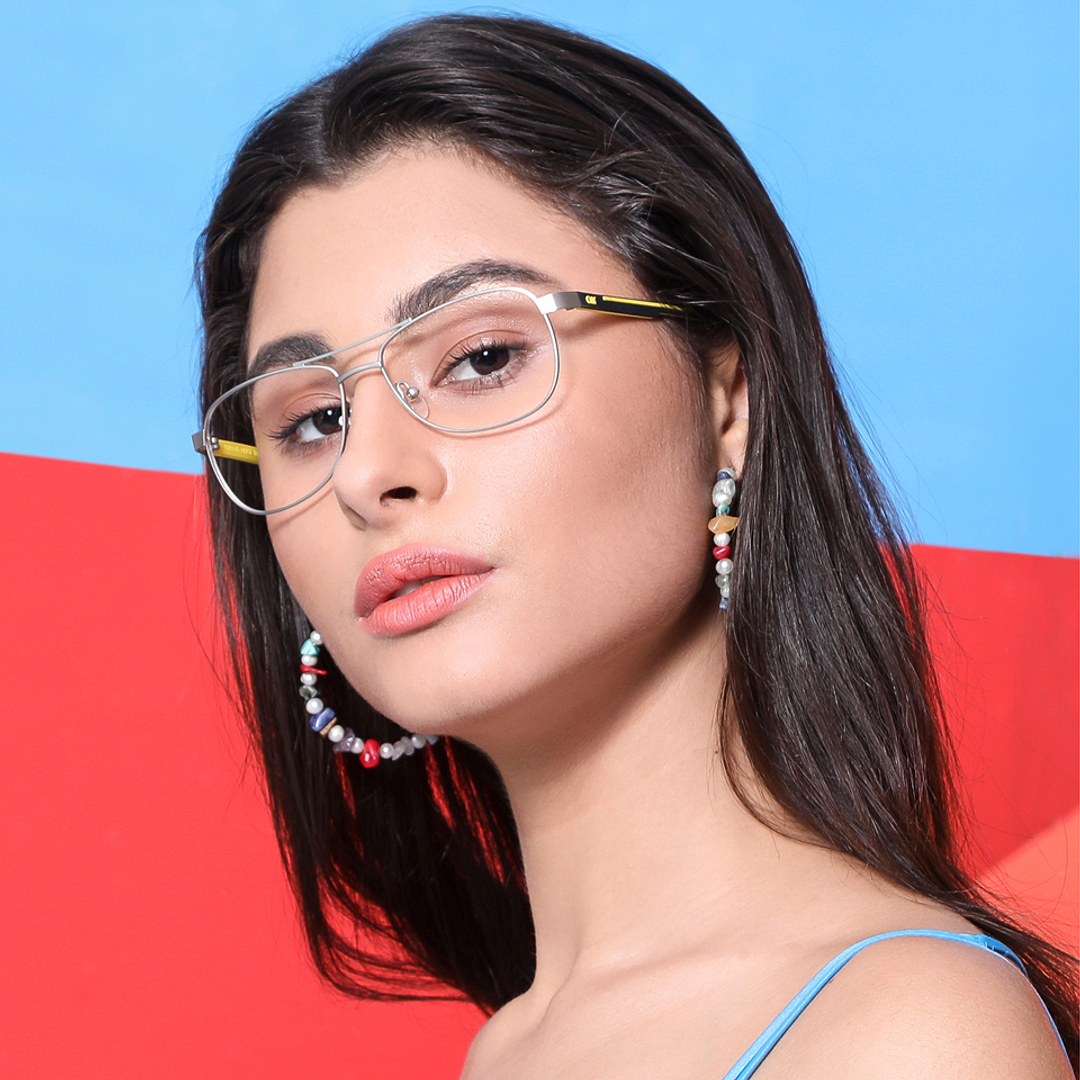 Lenskart Air Online Silver Full Rim Aviator left side