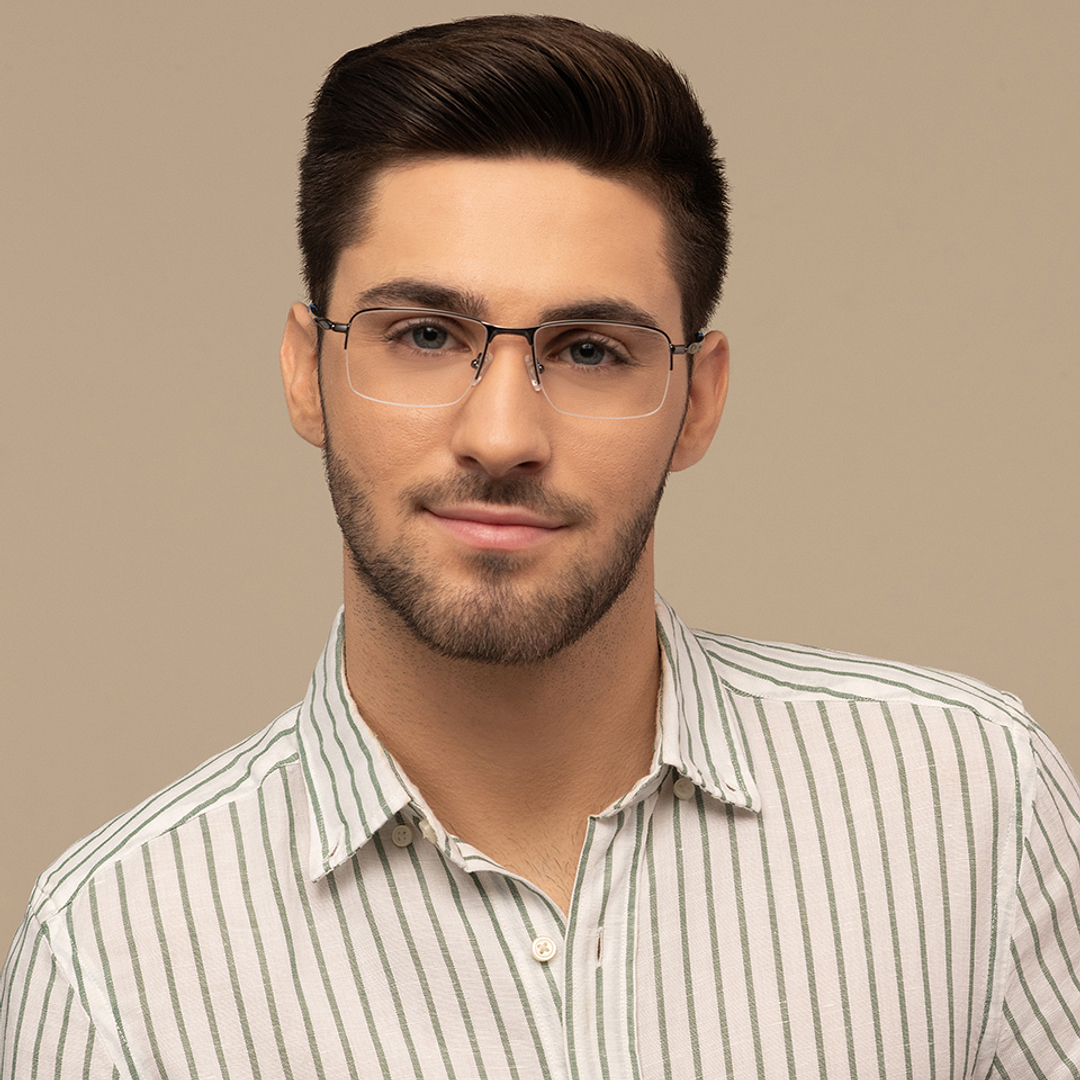 Lenskart Air Online Mid Gunmetal Half Rim Rectangle right side