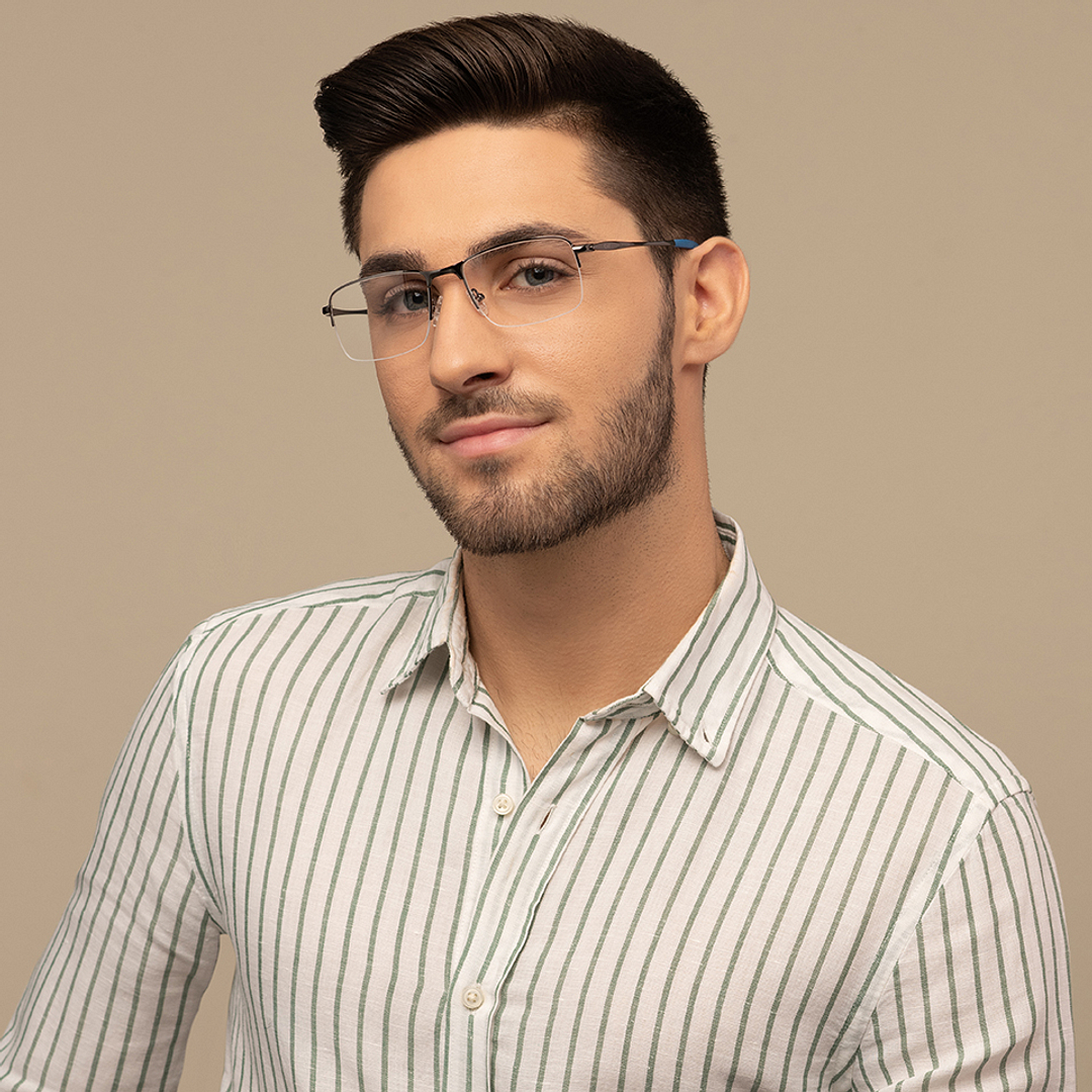 Lenskart Air Online Mid Gunmetal Half Rim Rectangle left side