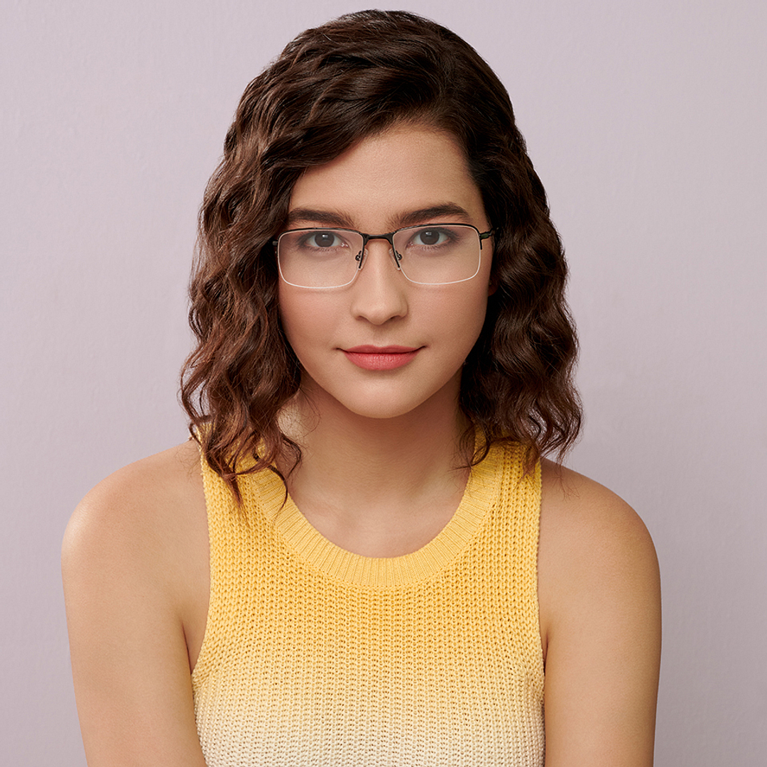 Lenskart Air Online Mid Gunmetal Half Rim Rectangle right side