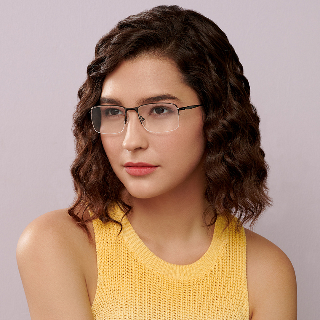 Lenskart Air Online Mid Gunmetal Half Rim Rectangle left side