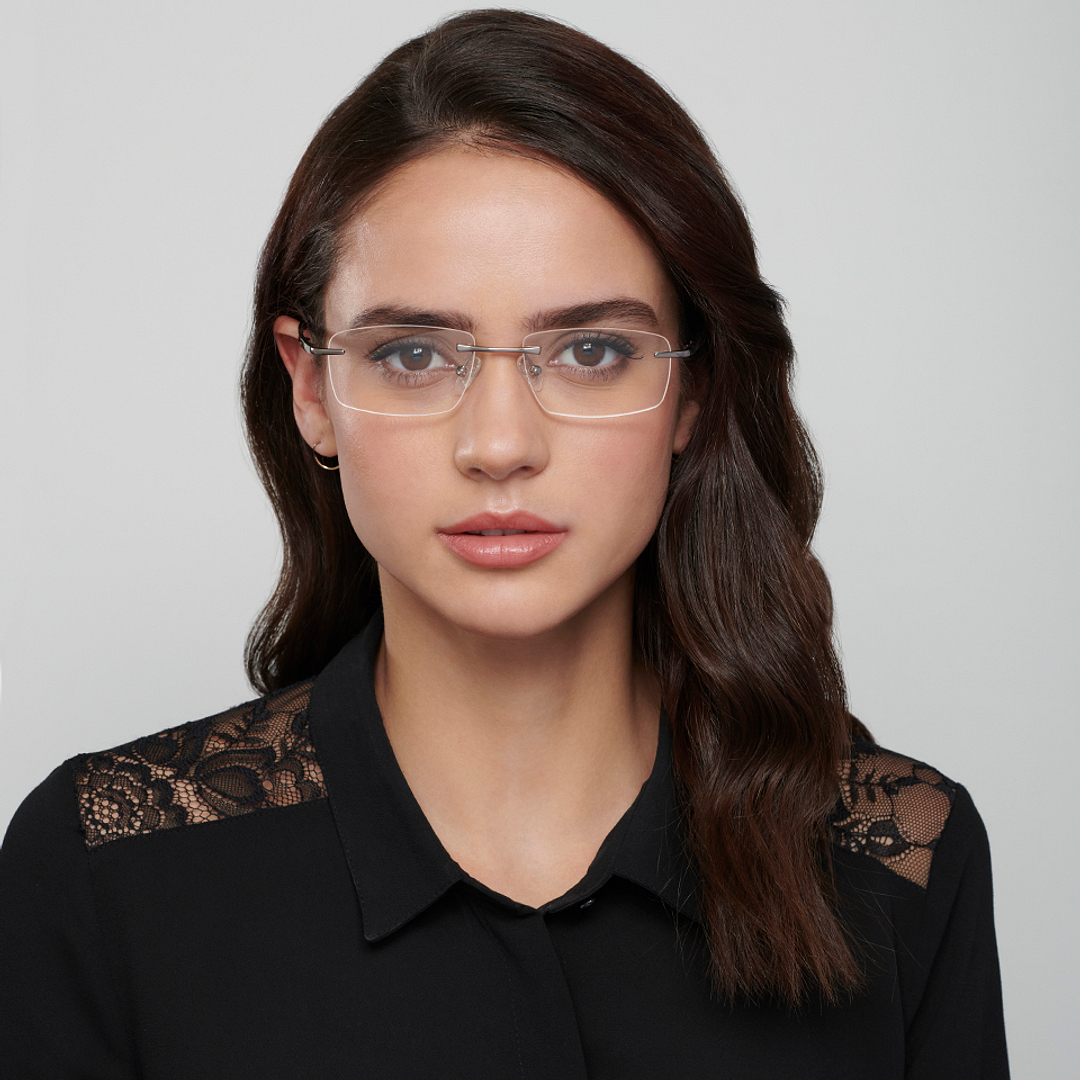 Lenskart Air Online Mid Gunmetal Rimless Rectangle left side