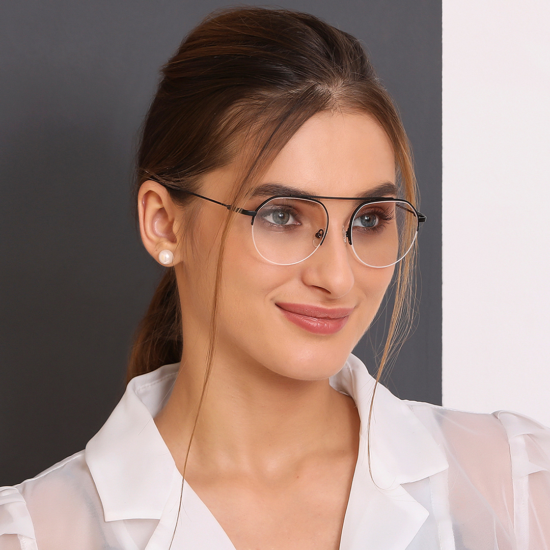 Vincent Chase Online Black Half Rim Geometric right side