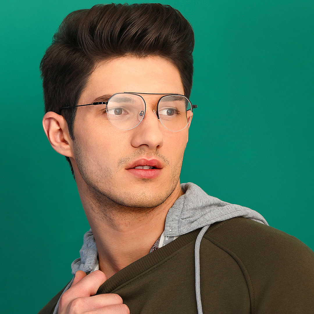 Vincent Chase Online Mid Gunmetal Half Rim Geometric left side