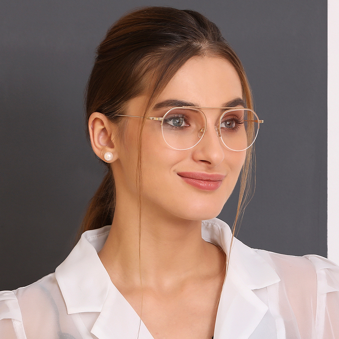Vincent Chase Online Gold Half Rim Geometric right side