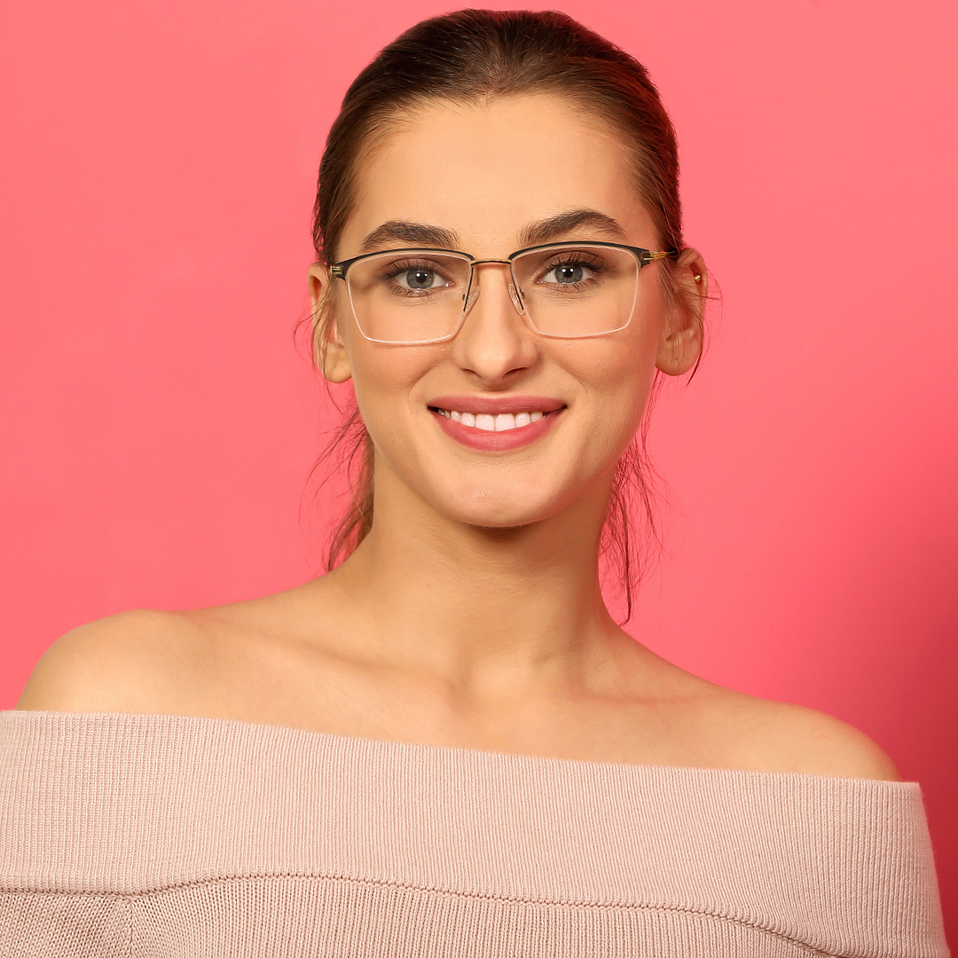 Vincent Chase Online Golden Brown Half Rim Square left side