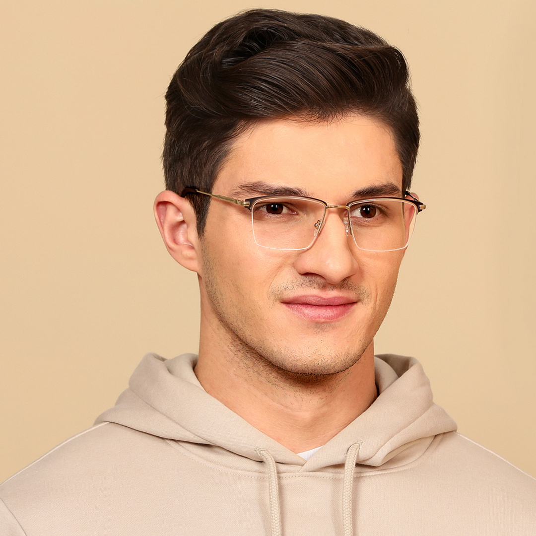 Vincent Chase Online Golden Brown Half Rim Square left side