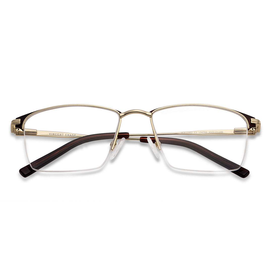Vincent Chase Online Golden Brown Half Rim Square left side