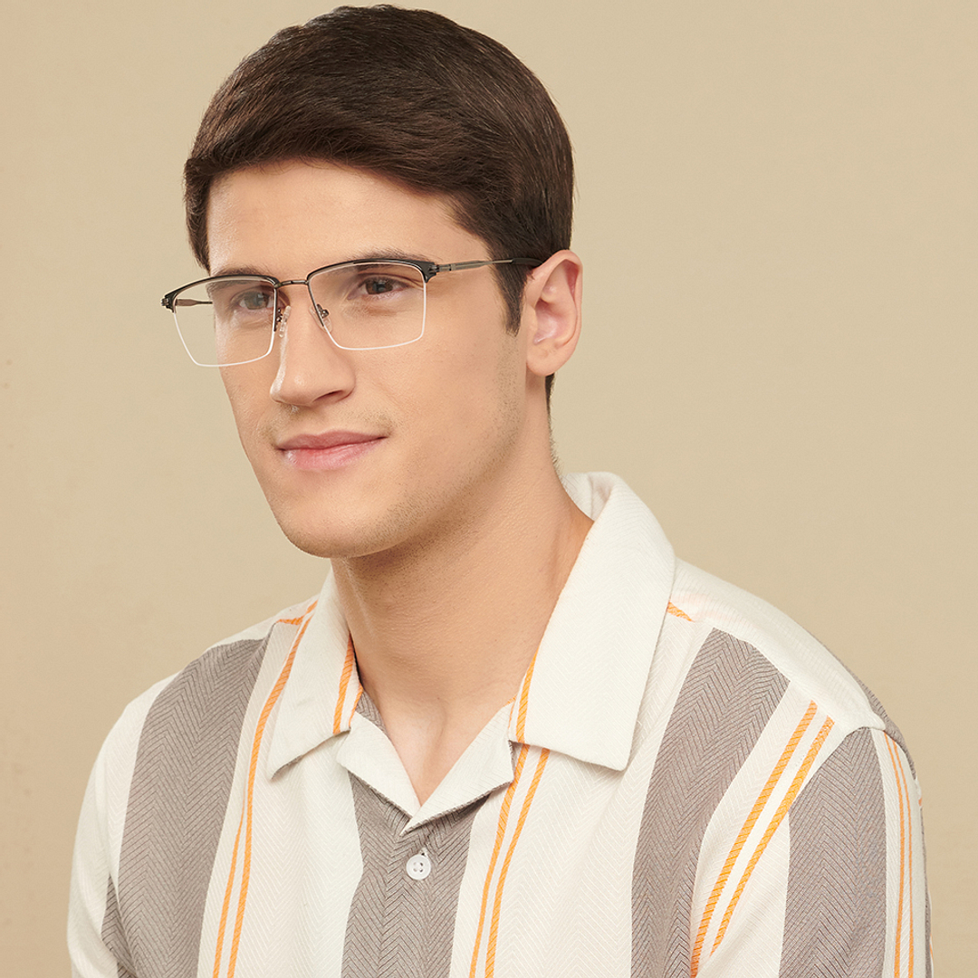Vincent Chase Online Dark Gunmetal Half Rim Square right side