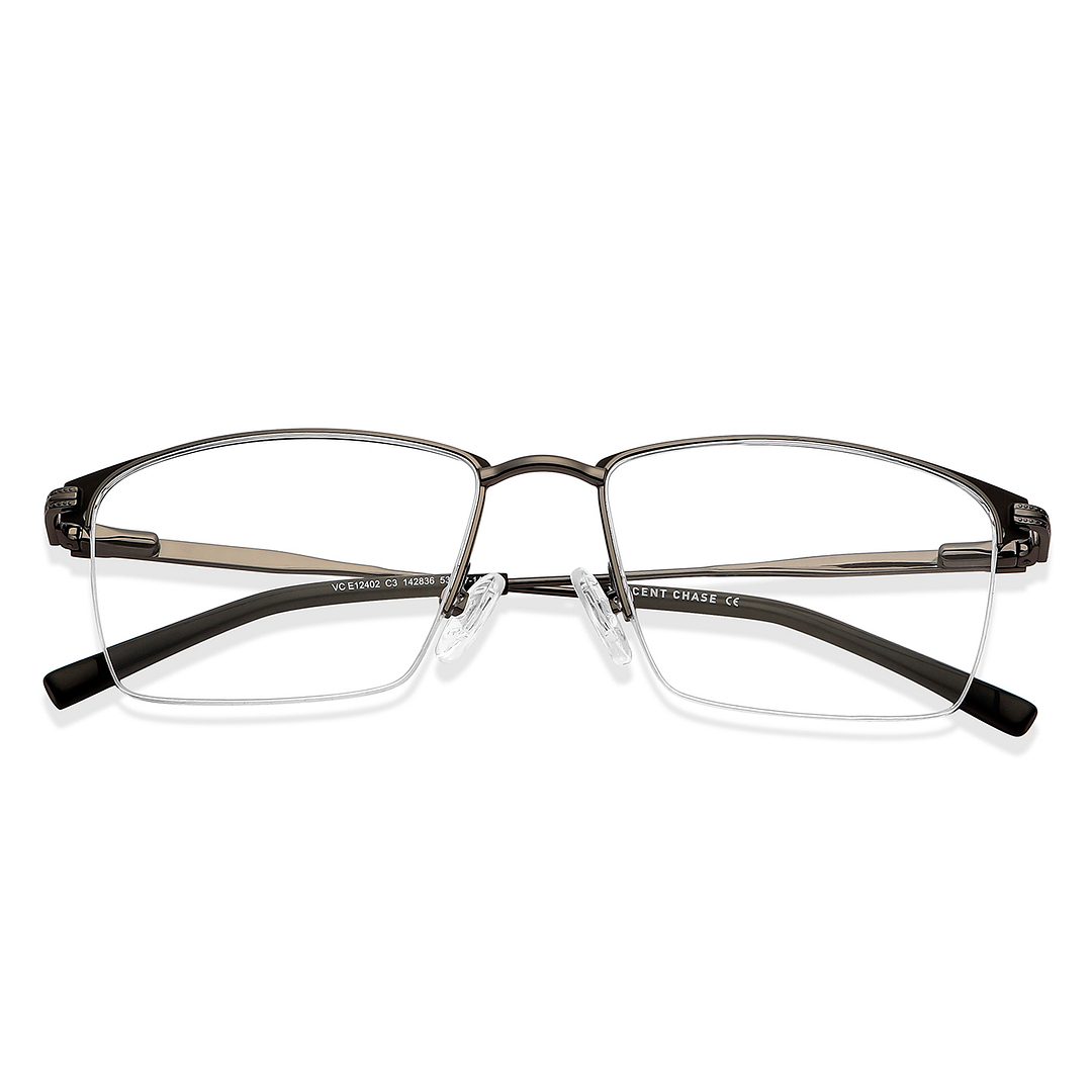 Vincent Chase Online Dark Gunmetal Half Rim Square left side