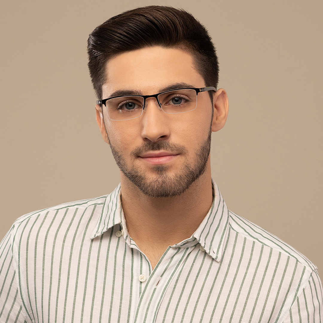 Lenskart Air Online Mid Gunmetal Half Rim Rectangle right side