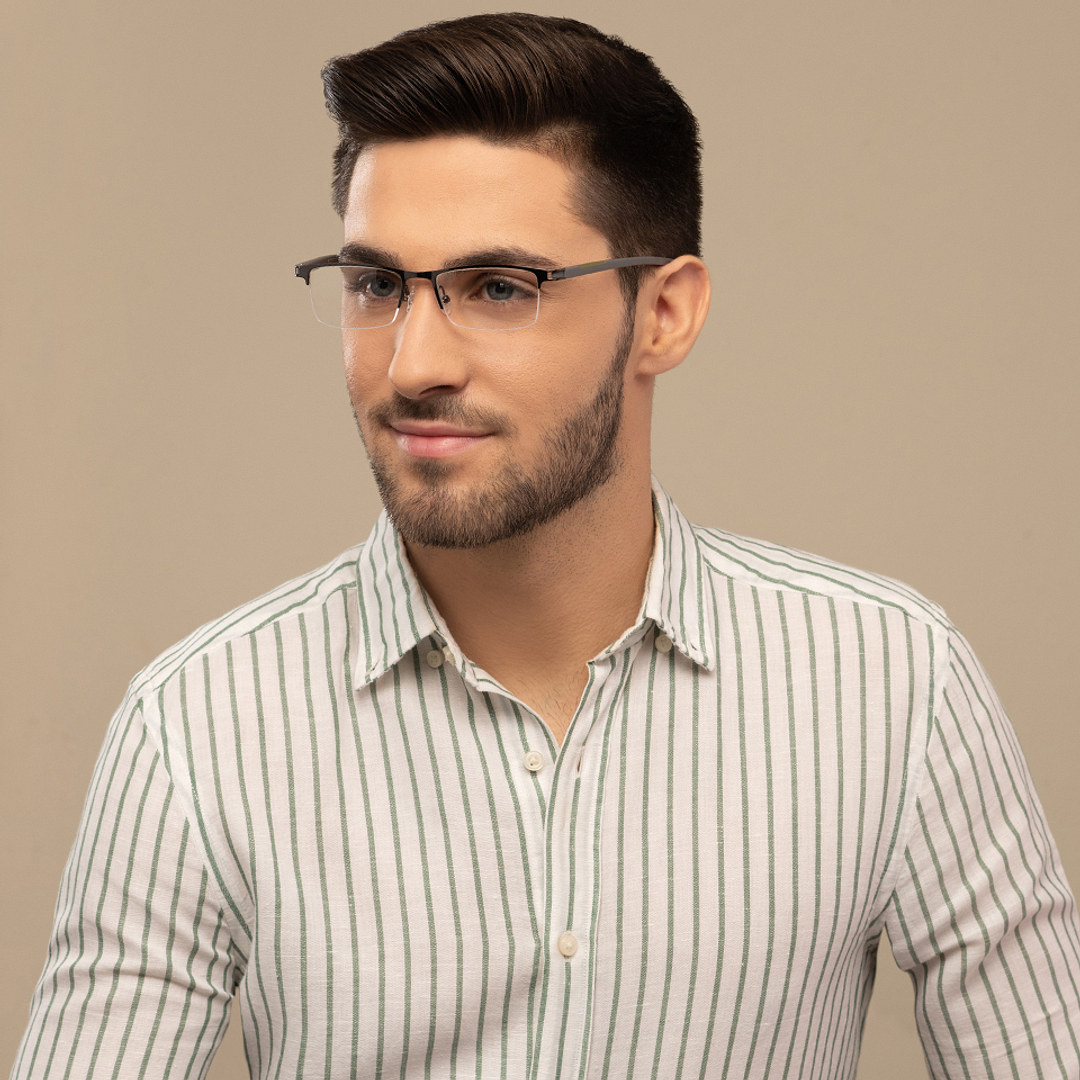 Lenskart Air Online Mid Gunmetal Half Rim Rectangle left side
