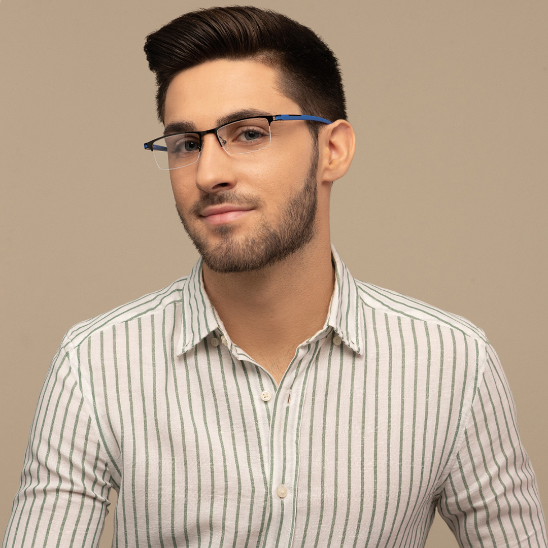 Lenskart Air Black Half Rim Rectangle left side