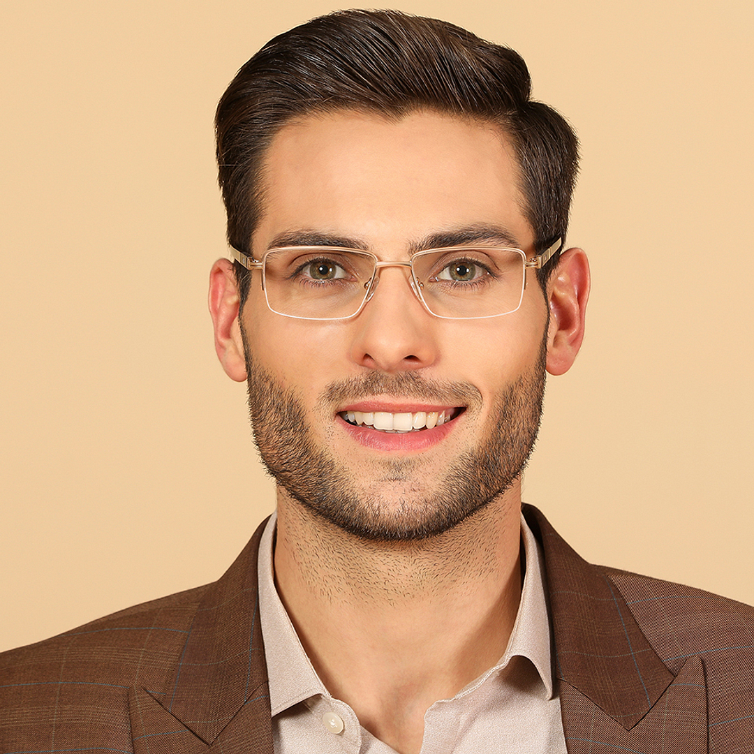 Lenskart Air Online Gold Half Rim Rectangle left side